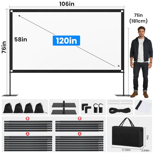 ZUVMITG 120Inch Outdoor Projector Screen With Stand