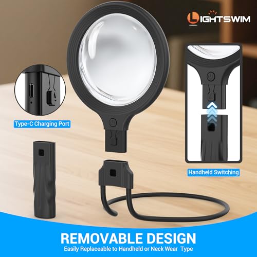 Lightswim Neck Wear Magnifying Glass With Light
