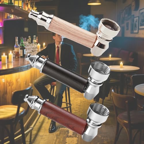 Brelixo 3Pc Short Realistic Wood Grain Tobacco Pipe