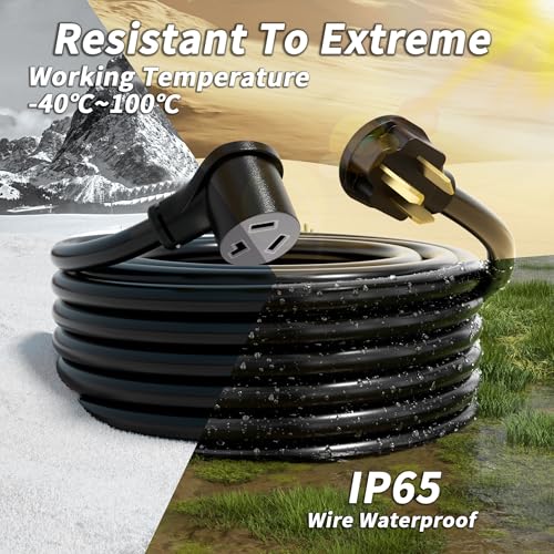 PlugSaf 30 AMP 3 Prong Dryer Cord 10 FT Outdoor Black